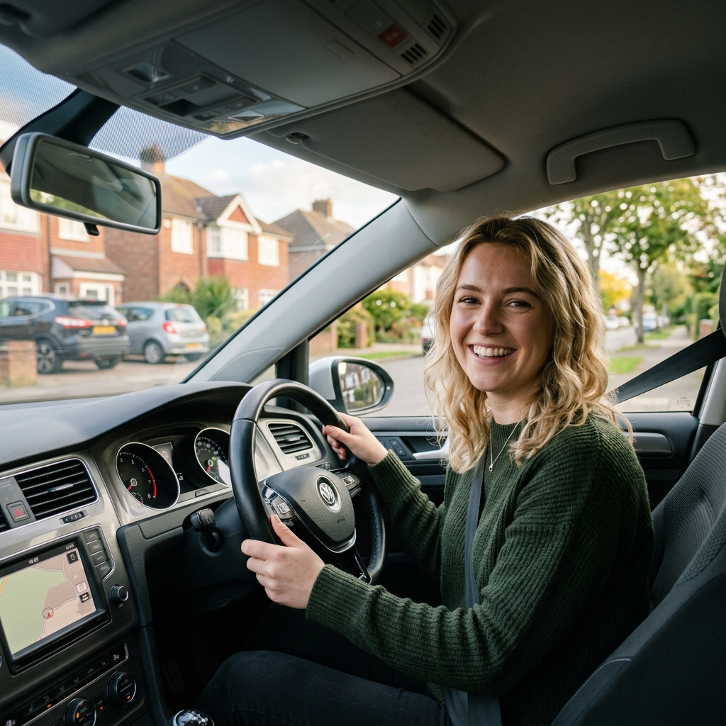 Confident driver ready for their driving test
